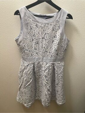 Jessica Howard - Light Blue Lace Dress - Pockets - 12 Petite - Above the Knee